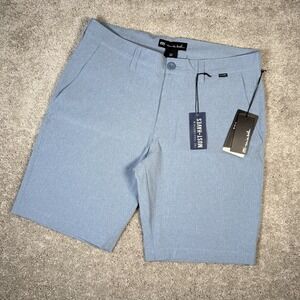 NWT Travis Mathew Shorts Men's 32 Blue Beck Stretch‎ Waist Performance Golf 10"